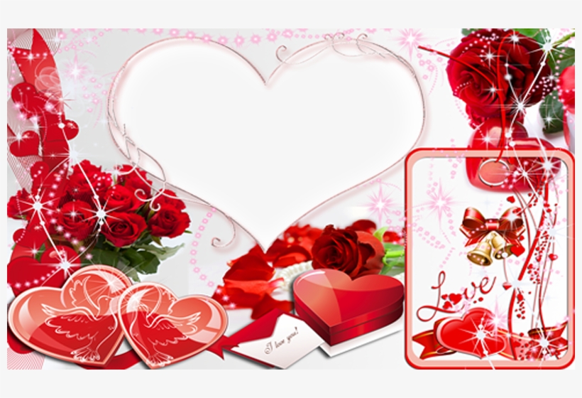 Valentine Frames Png Transparent Stock - Double Heart Photo Frame, transparent png #865465