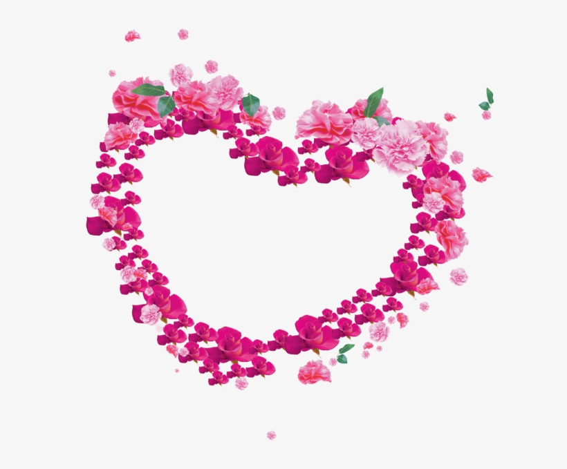 Flower Heart Frame Png And For Free - Flower Heart Png Vector, transparent png #865494