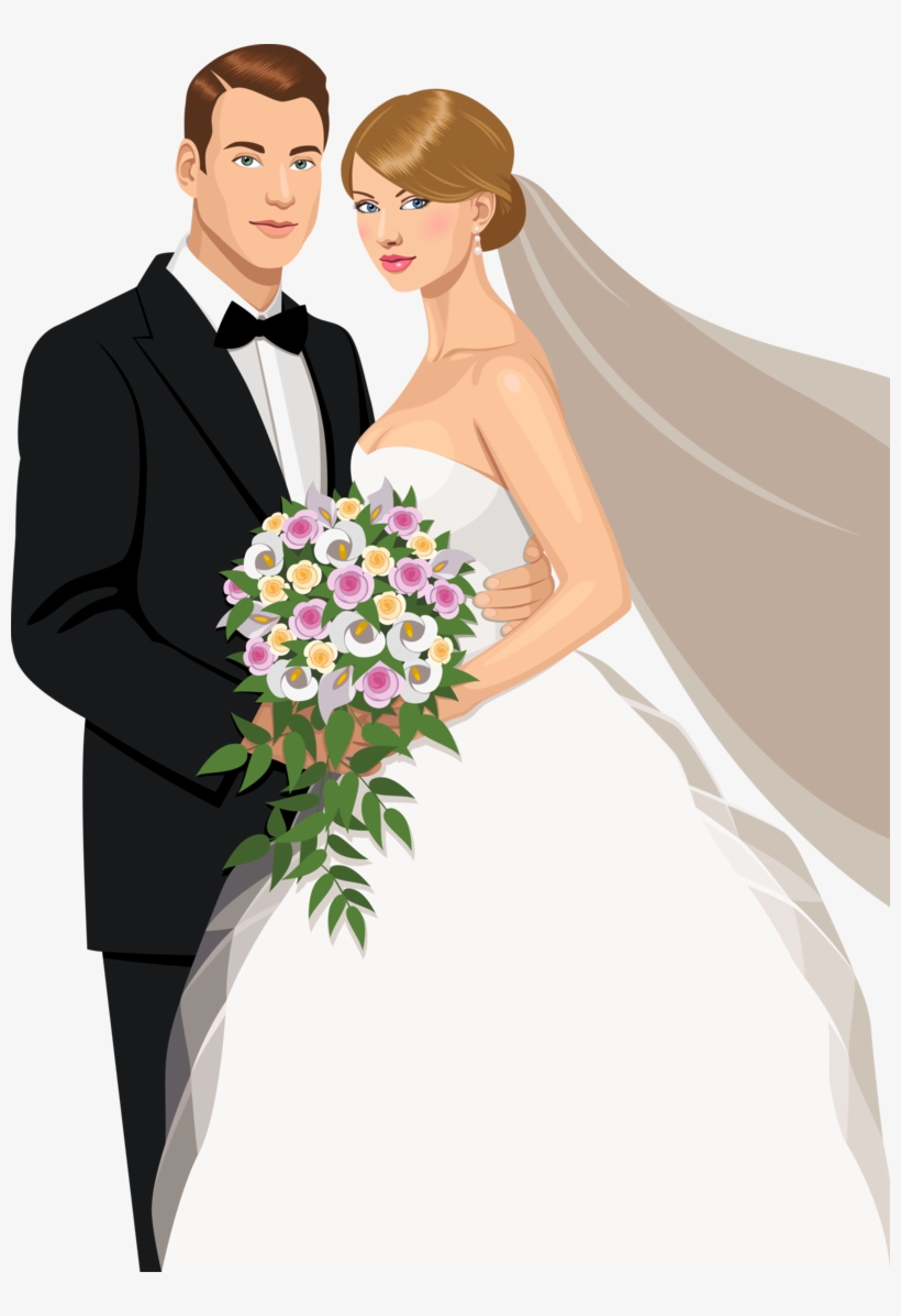 Wedding Gown Png - Bride And Groom Vector Png, transparent png #865618