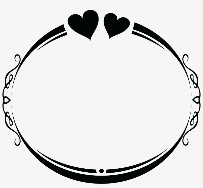 Free Clipart Of An Oval Wedding Frame Design With Love - Wedding Clipart Png Black And White, transparent png #865763