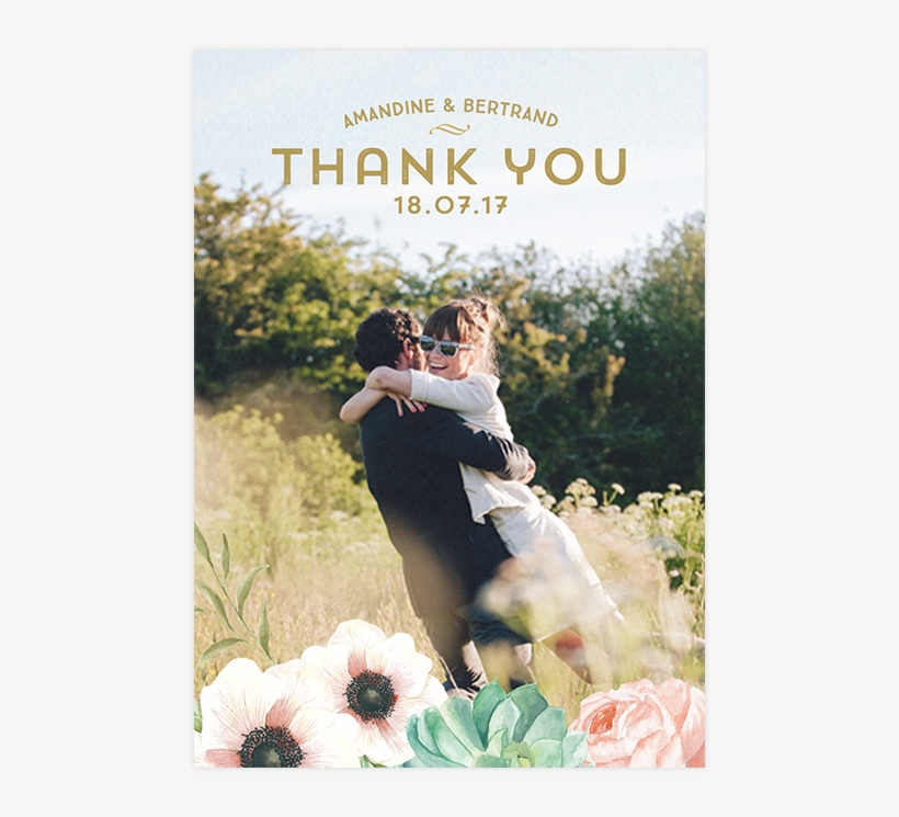 Thank You Card - Remerciement Mariage Fleurs, transparent png #865984