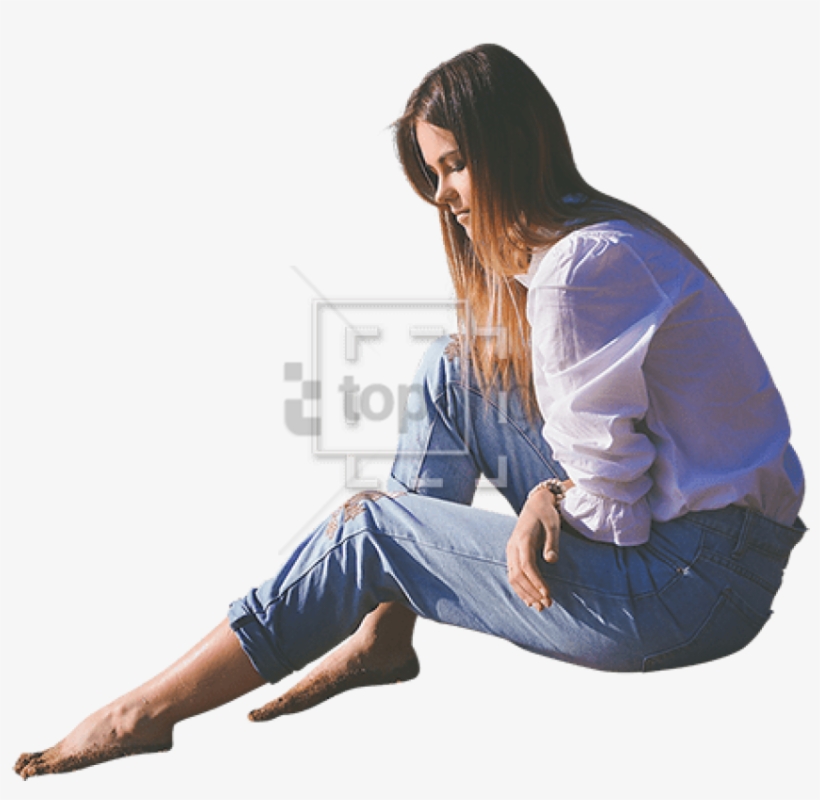 Woman Sitting In The Sand - Woman Sitting Png, transparent png #867892