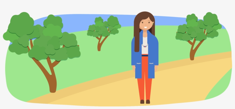 Woman Standing On A Path In A Park - Cartoon, transparent png #868148
