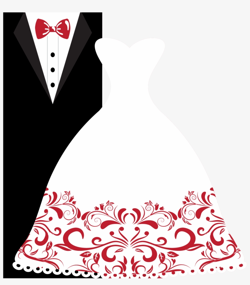 Groom Clipart Bride Groom Dress - Wedding Suit And Gown Vector, transparent png #868770