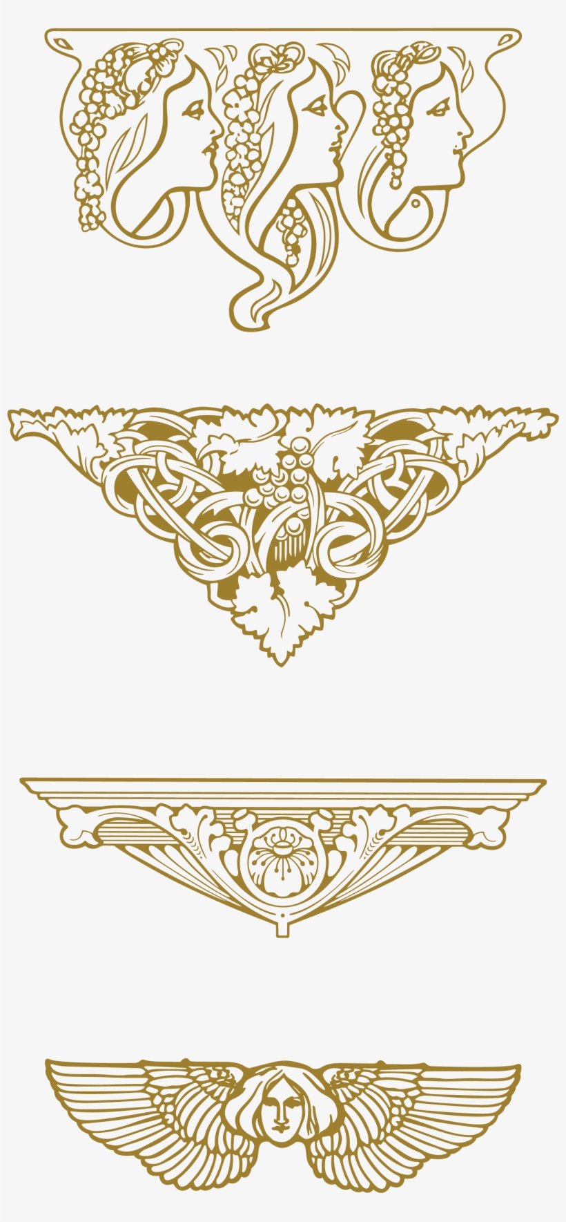 Image Stock Nouveau Ornaments Transprent Png Free Download - Art Nouveau Vector Art, transparent png #868936