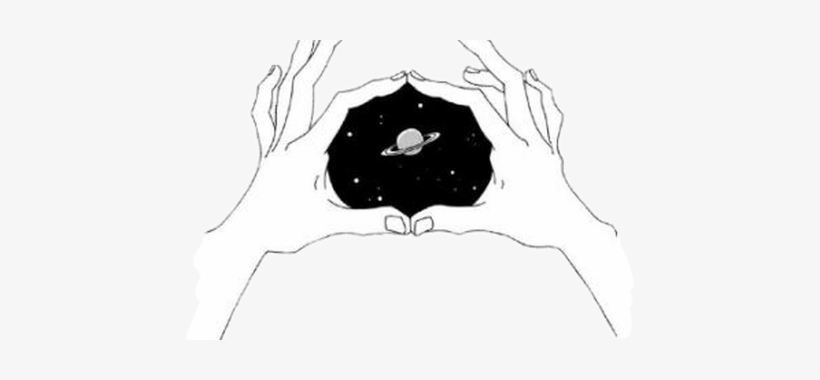 Collection Of Free Alone Drawing Aesthetic Download - Hands Holding Galaxy Drawing, transparent png #869083