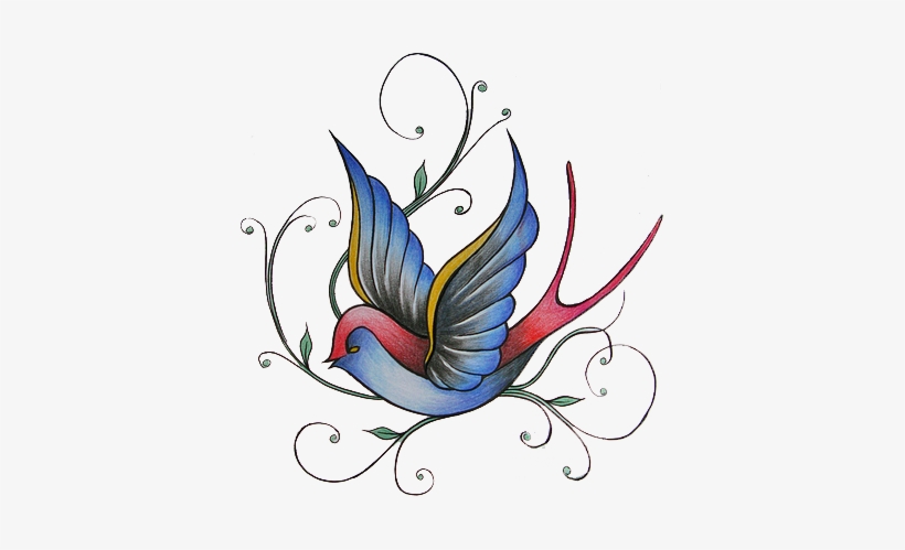 Colored Sparrow Tattoo Design - Colorful Sparrow Tattoo Designs, transparent png #869638