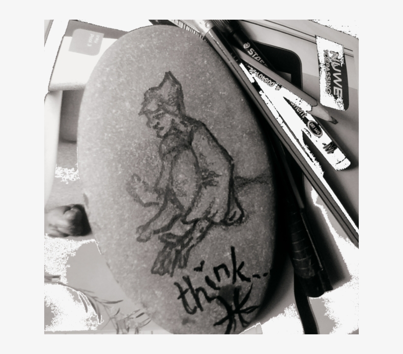 Pencil Sketch On Beach Pebble - Monochrome, transparent png #8602106