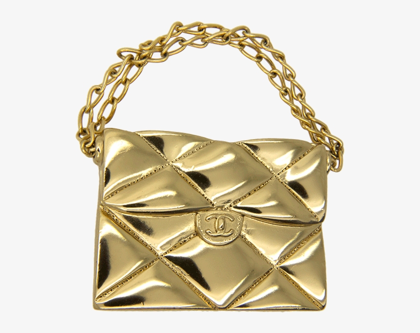 Chanel Bag With Safety Pin , Gold - Handbag, transparent png #8604158