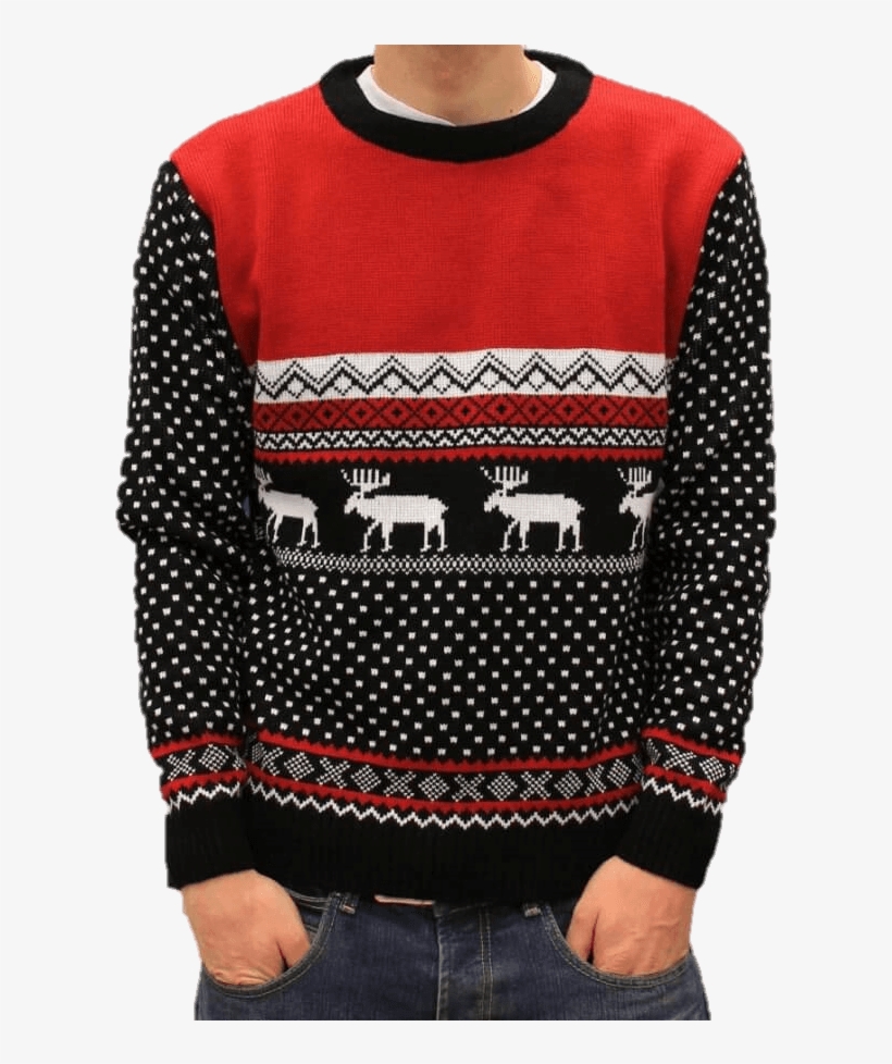 Jersey Navideño Hombre Renos Rojo Y Negro Para Navidad - Świąteczne Swetry Dla Par, transparent png #8607567