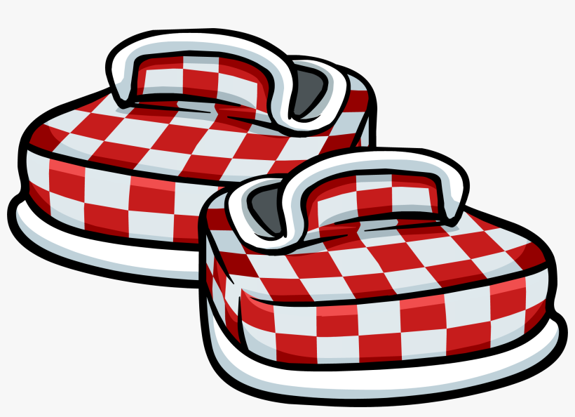 Red Checkered Shoes - Zapatos De Club Penguin, transparent png #8611902