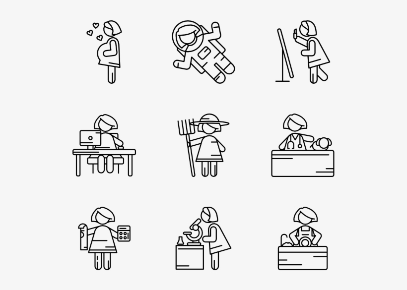 Women - Shapes In Cartoon In Black And White, transparent png #8612566