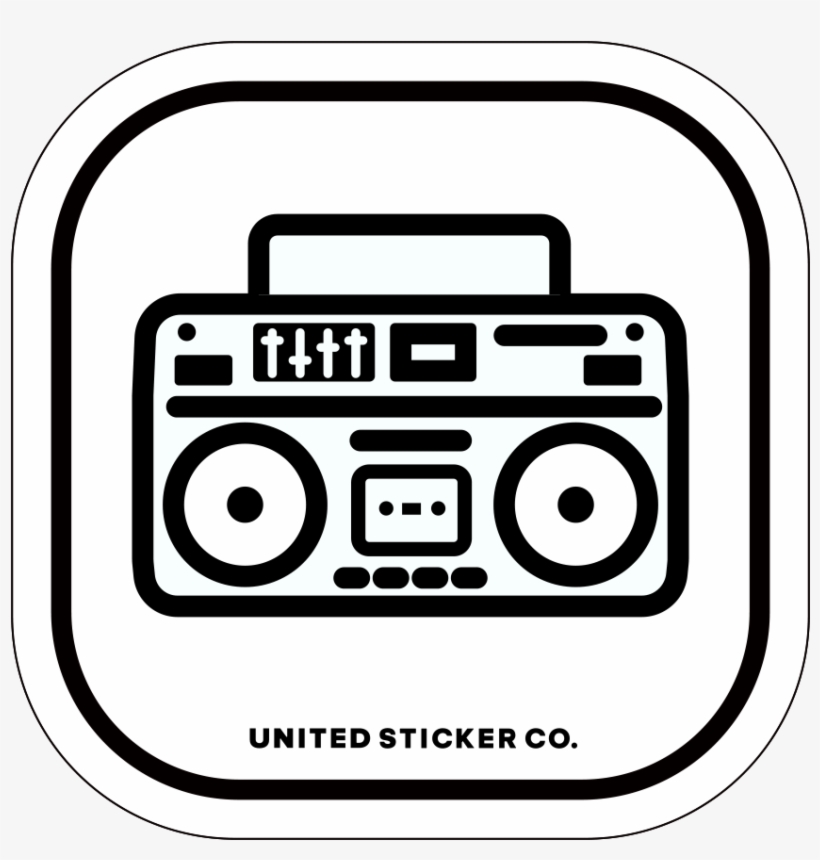 Boom Box Radio Icon Badge Sticker - Line Art, transparent png #8616309