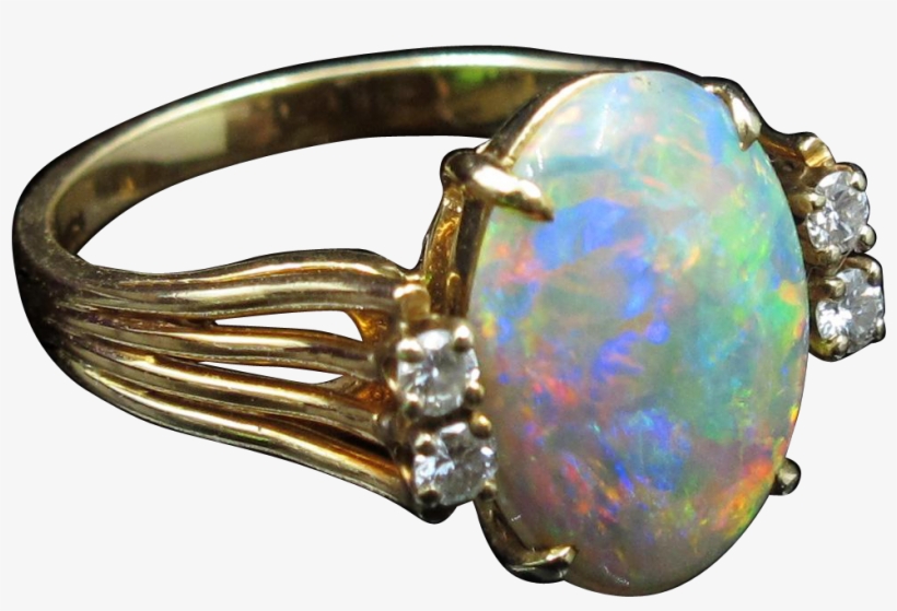 Superb 3ct Opal Ring In 14k Gold With Outstanding Fire - Engagement Ring, transparent png #8616466