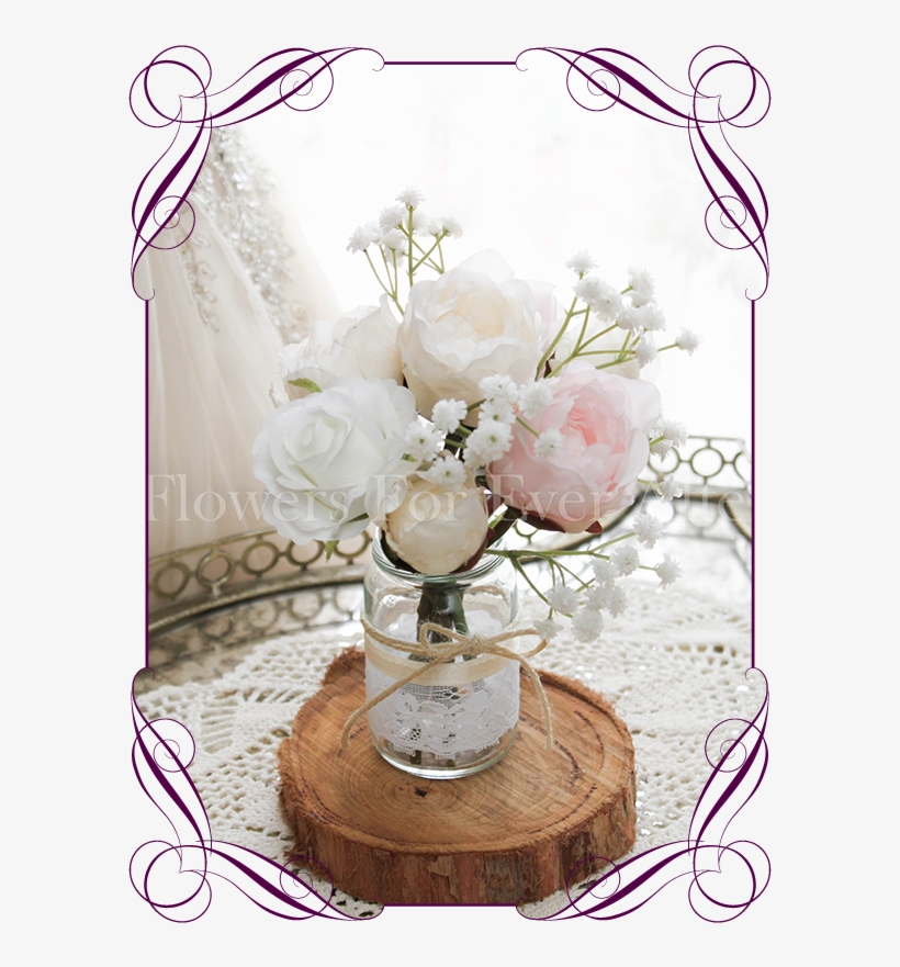 Blush Pastel Short Table Posy Flowers For Ever After - Cake With Red Roses, transparent png #8616511