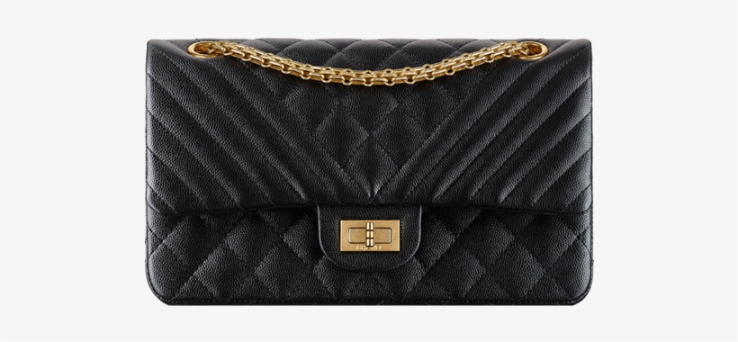 55 Flap Bag, Grained Calfskin & Gold Metal-black - Wallet, transparent png #8616785