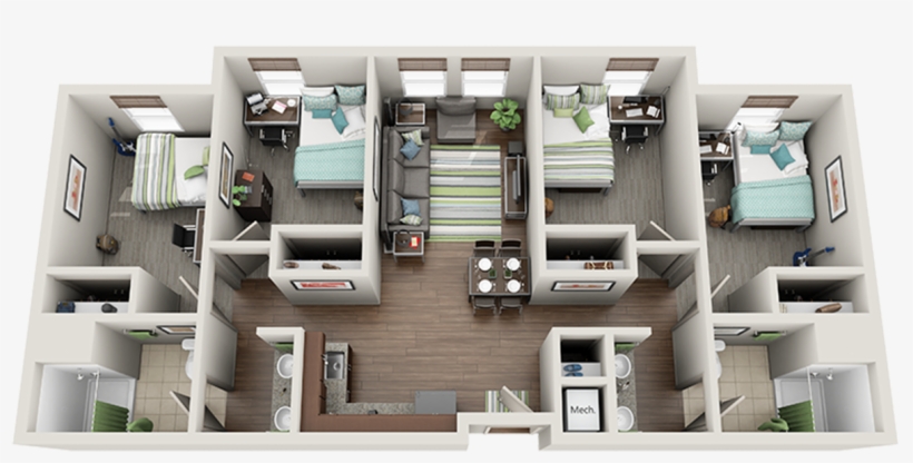 Photo Of 4-bedroom Suite - 5 Bedroom Apartment Plan, transparent png #8618594