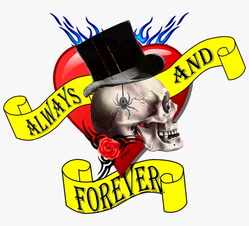 Skull And Heart Tattoo - Skull, transparent png #8618750