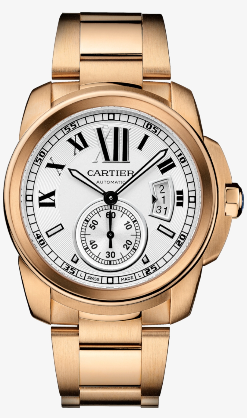 #cartier Calibre De Cartier Pink Gold #watch - Cartier Watches For Men Gold, transparent png #8619010