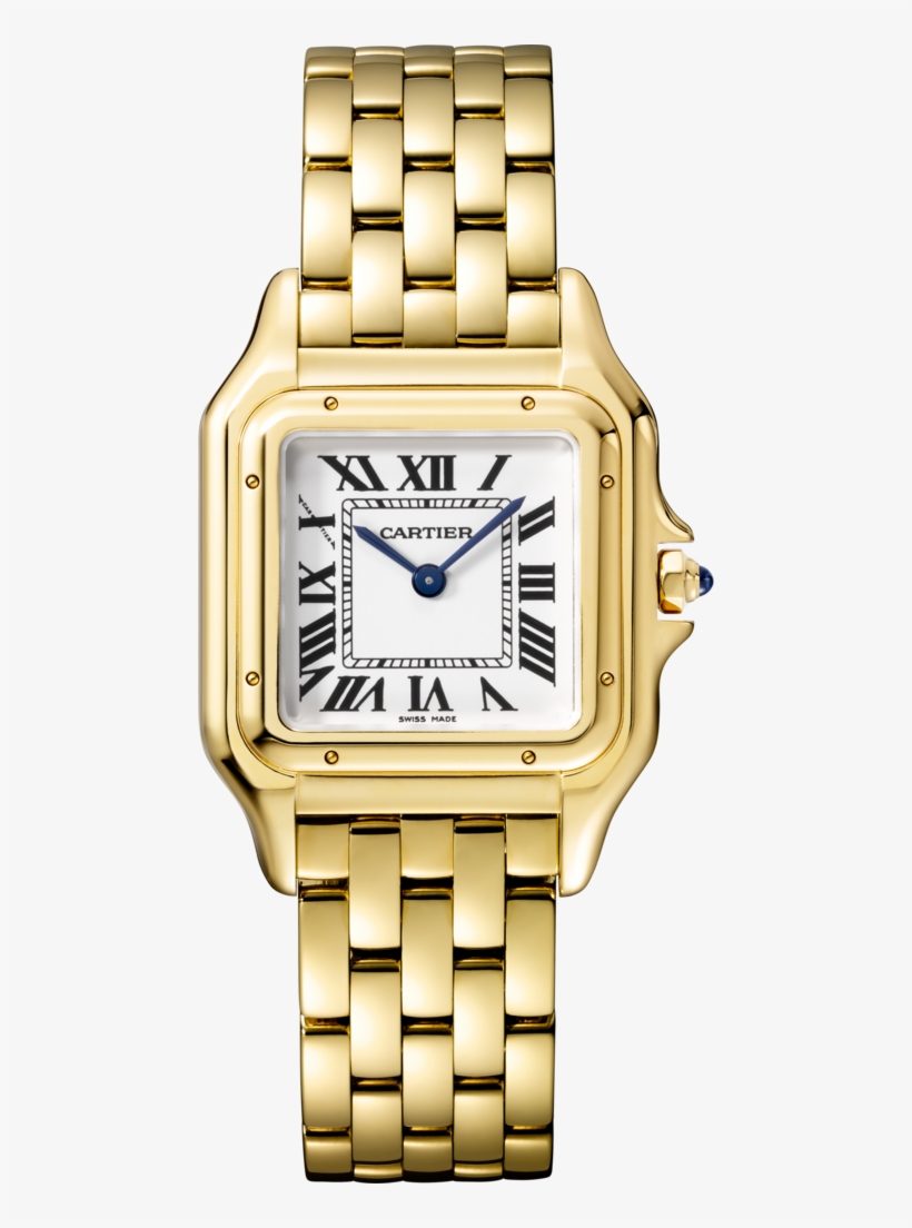 Panthère De Cartier Watch Medium Model, Yellow Gold - Cartier Gold And Silver Watch, transparent png #8619347