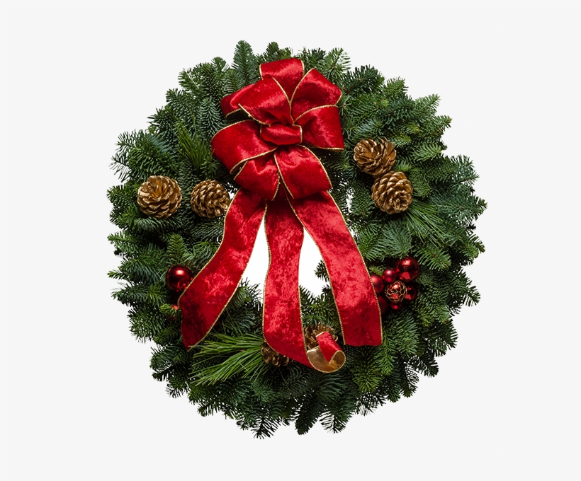 Crimson Delight Wreath The Fancy Red Ribbon Is Lined - Christmas Ornament, transparent png #8621229