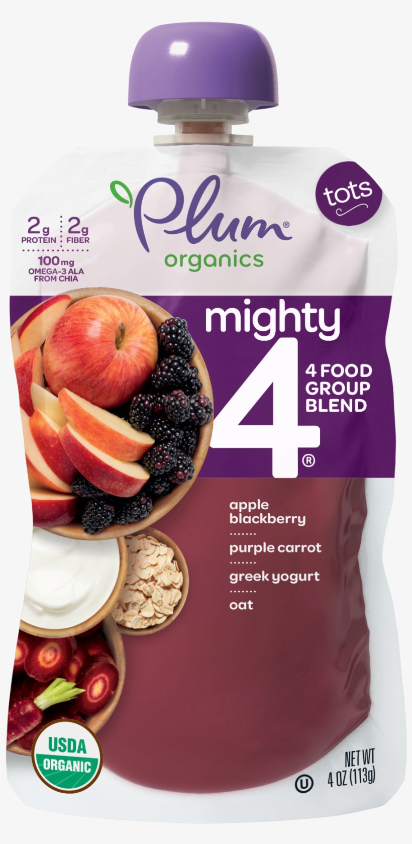 Apple, Blackberry, Purple Carrot, Greek Yogurt, Oat - Plum Organics, transparent png #8621331