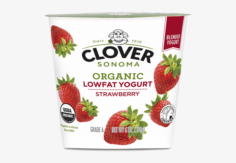 Organic Low Fat Strawberry Yogurt - Clover Yogurt, transparent png #8621567