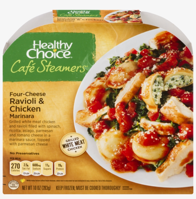 Healthy Choice Cafe Steamers Four-cheese Ravioli & - Healthy Choice Cheese Ravioli, transparent png #8622420