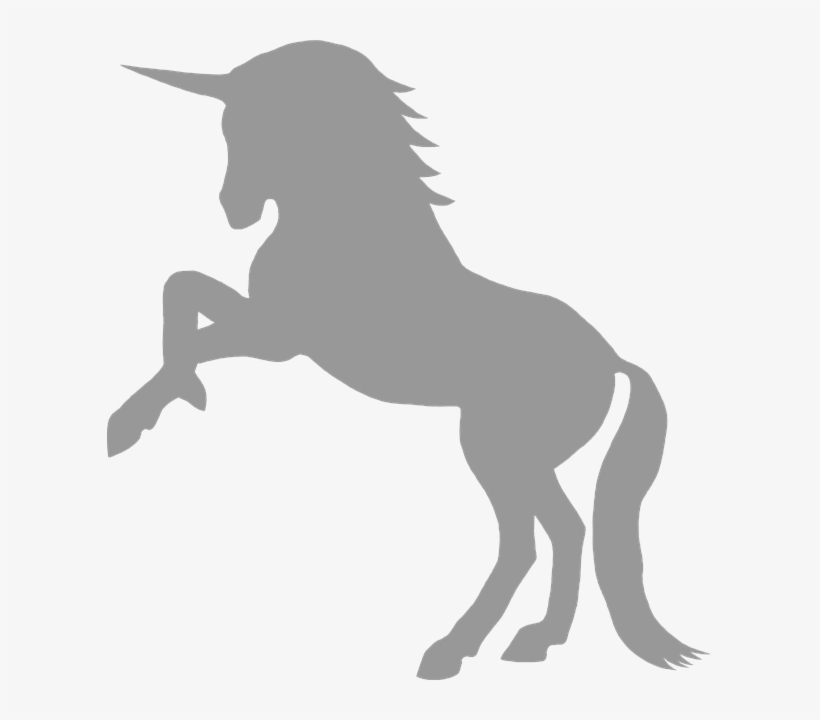 Unicorn, Gray, Myth, Mythological, Creature, Silhouette - Unicorn Silhouette Png, transparent png #8624920