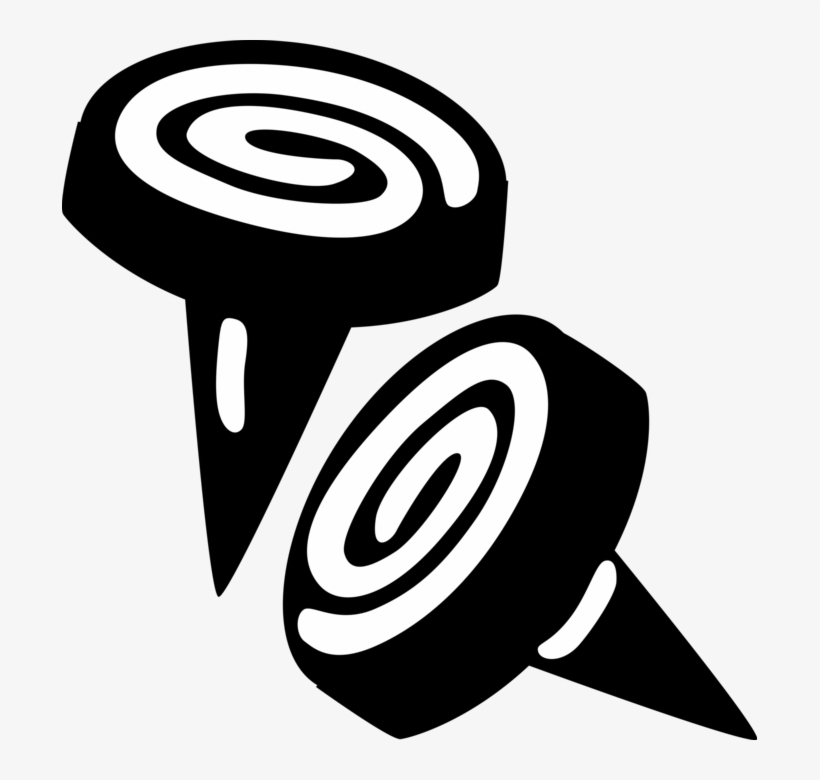 Vector Illustration Of Push Pin Or Thumb Tack Fastens - Emblem, transparent png #8626035