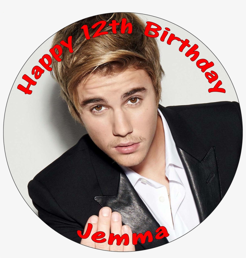 Justin Bieber Edible Personalised Round Birthday Cake - Justin Bieber, transparent png #8631012