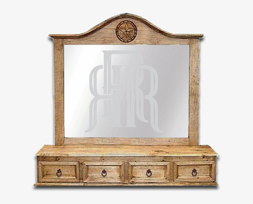Country Mirror Frame W/star & 4 Drawers 55”w X 12“d - Cupboard, transparent png #8631628