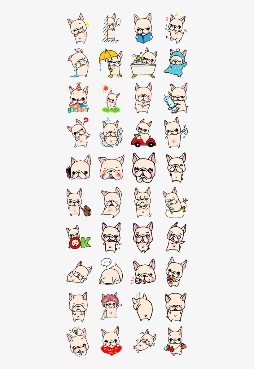 French Bulldog Stamp - French Bulldog Line Sticker Png, transparent png #8631895