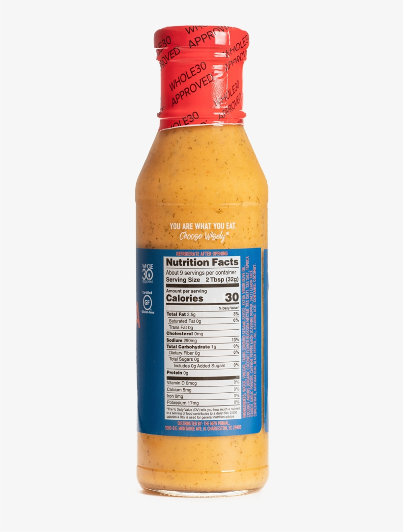 Sriracha Tahini Salad Dressing <br> Whole30 - Glass Bottle, transparent png #8632119