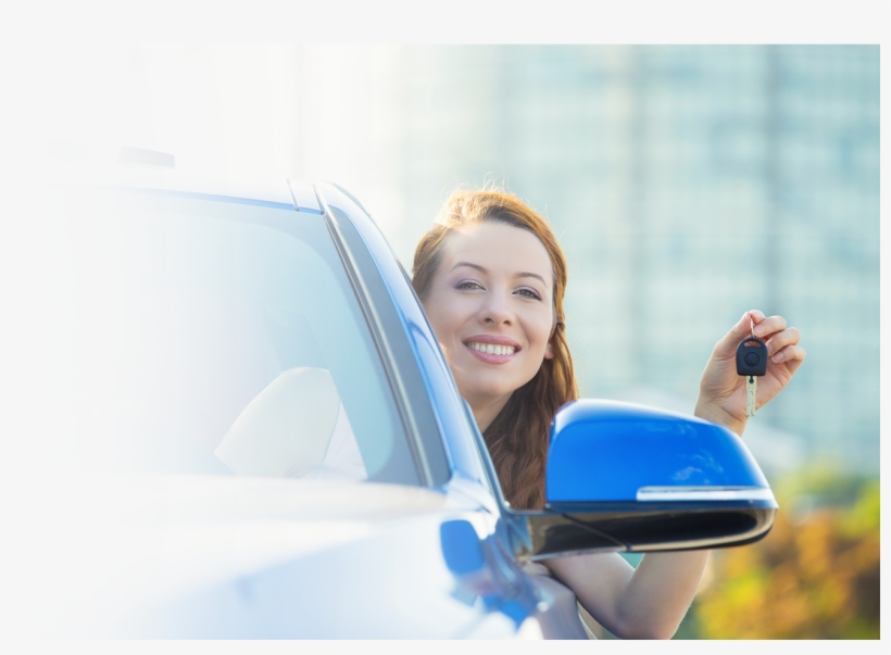 Woman In Car Holding Car Key - Car, transparent png #8632412
