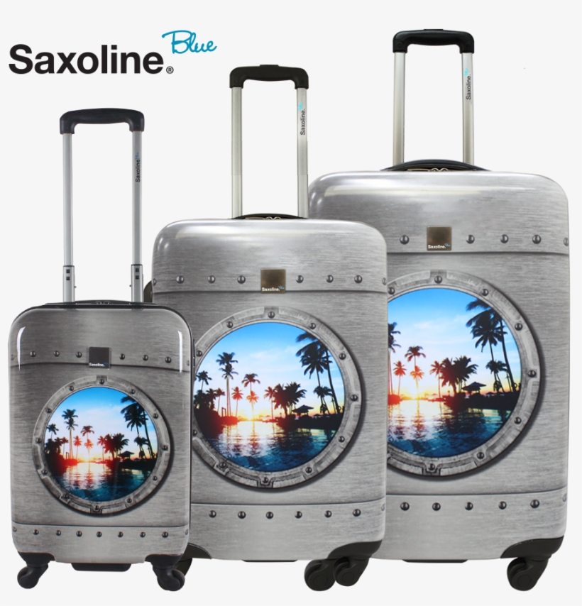 Saxoline Blue Trolley Set Of 3 Pieces Porthole Print - Hand Luggage, transparent png #8633420