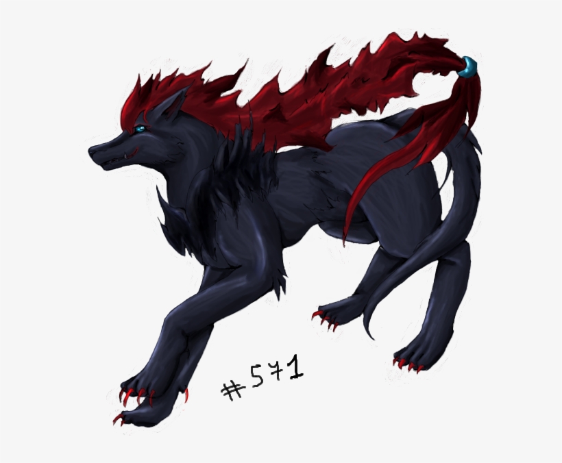 Zoroark En Tentative De Réalisme - Pokemon Loup Noir Et Rouge, transparent png #8634304