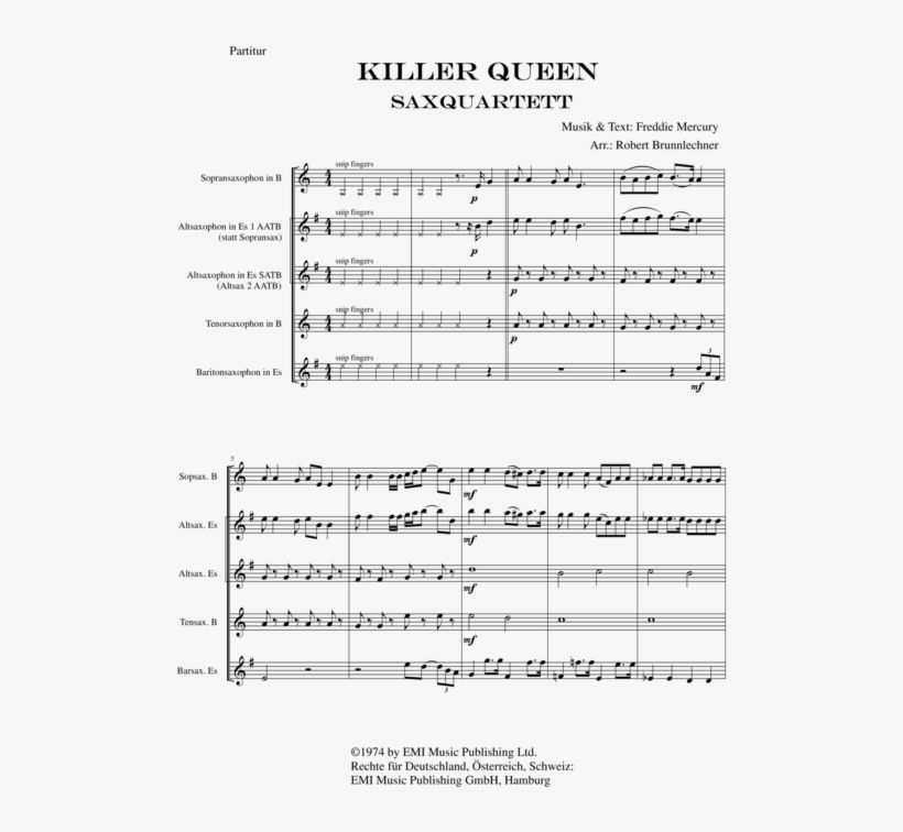 Killer Queen Atb) - Music Score Sheet Cajun Moon, transparent png #8635766