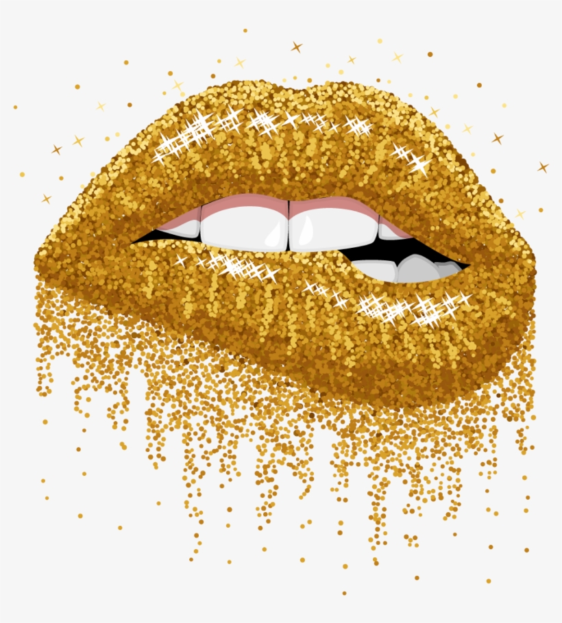 Gold Sticker - Sparkling Lips Clip Art, transparent png #8636485