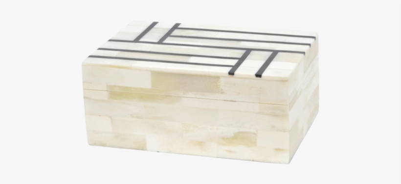 White Bone Box With Black Stripes - Wood, transparent png #8636522