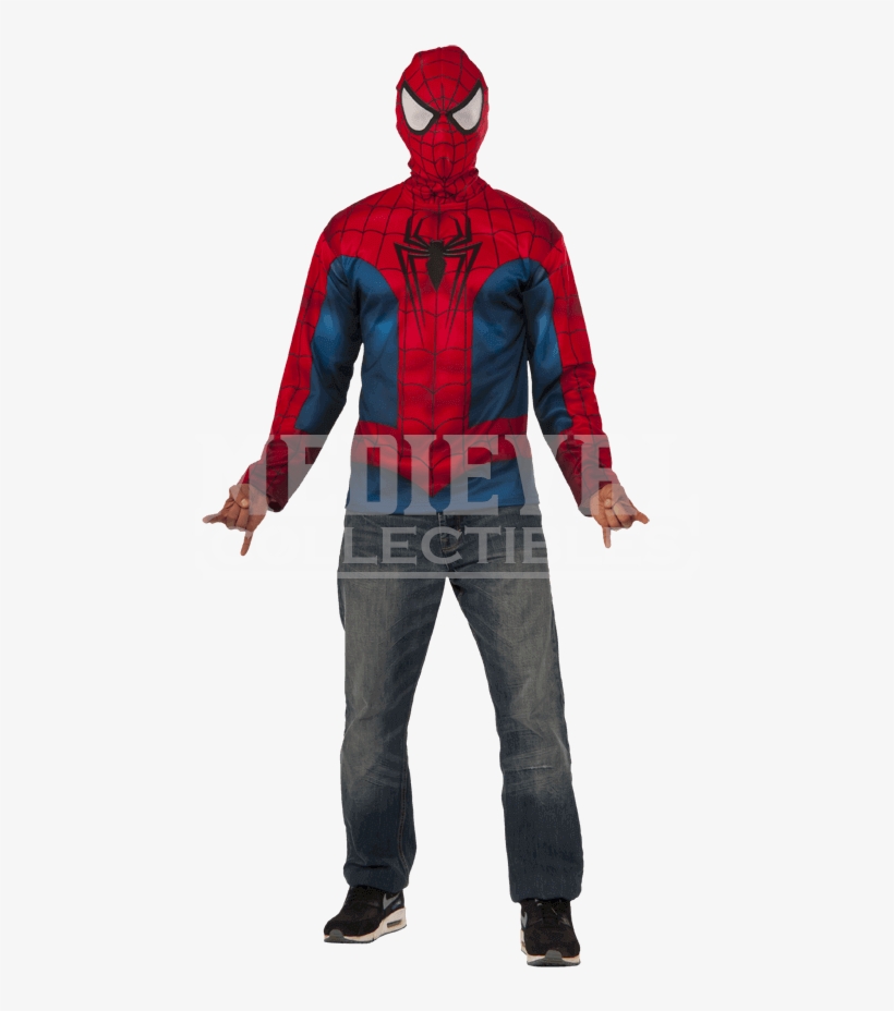 Adult Spider Man Long Sleeve Costume Set - Costume, transparent png #8642168