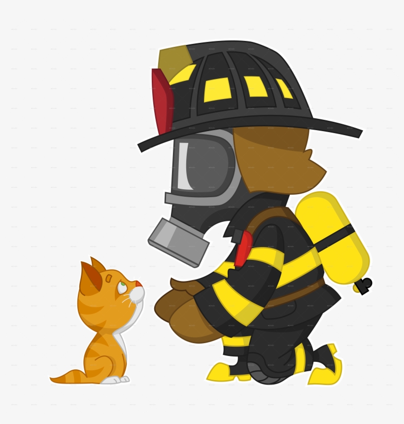Firefighter And Kitten Firefighter And Kitten - Firefighter, transparent png #8642416