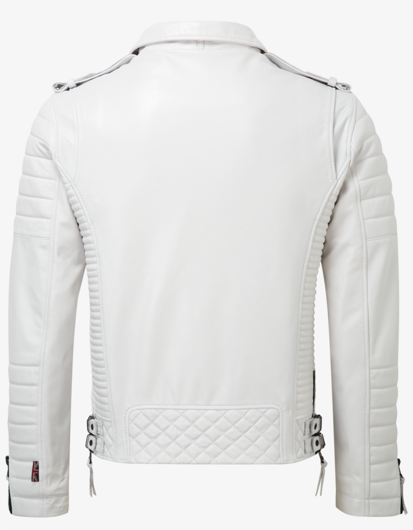 Bear- White Moto Sheepskin Leather Jacket - Back Of White Leather Jacket, transparent png #8643147