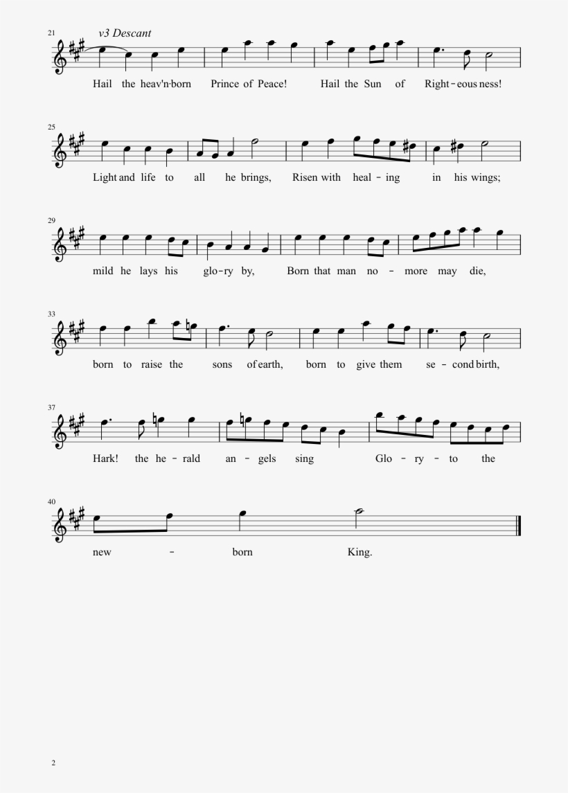 Hark The Herald Angels Sing Sheet Music Composed By - Hark The Herald Descant Sheet Music, transparent png #8648624
