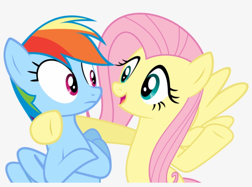 Fluttershy Huging Rainbow Dash - Mlp Fluttershy And Rainbow Dash, transparent png #8650493