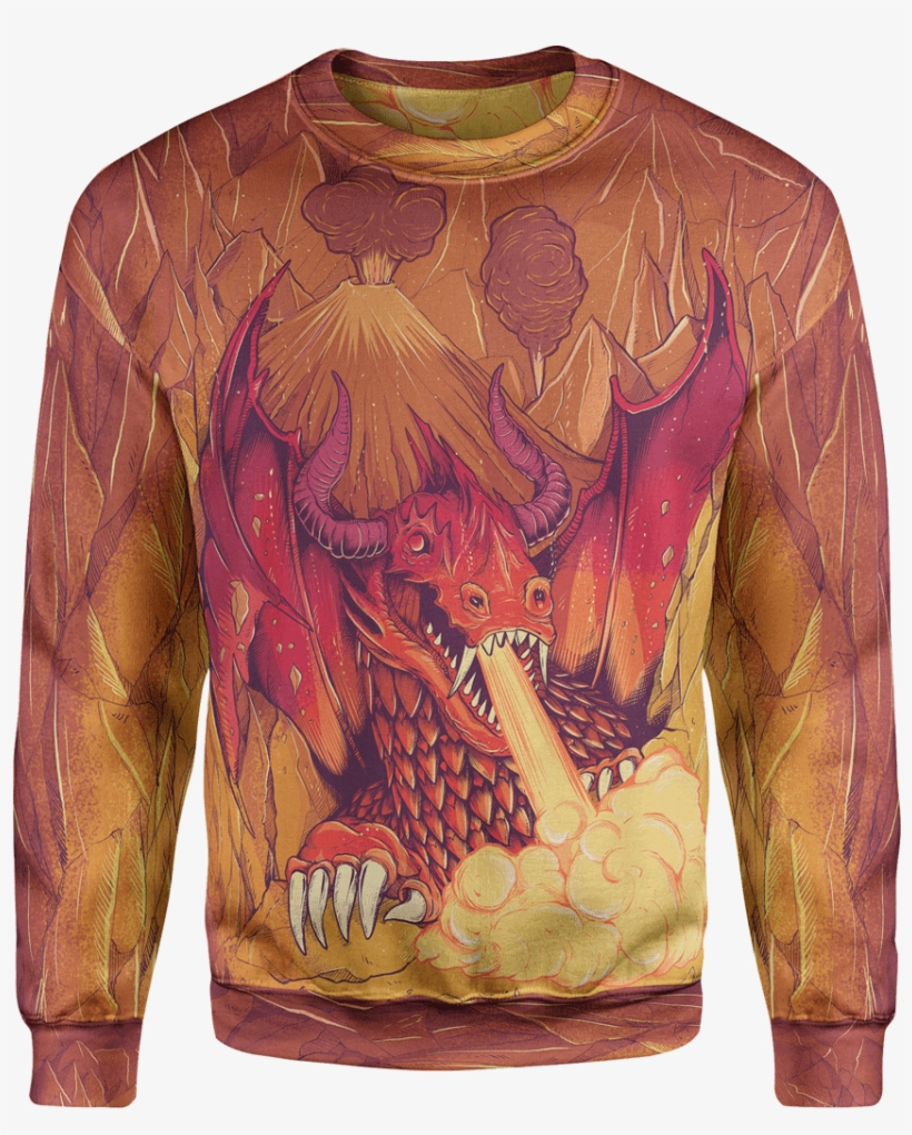 Dragon's Fire Sweater - Long-sleeved T-shirt, transparent png #8652140