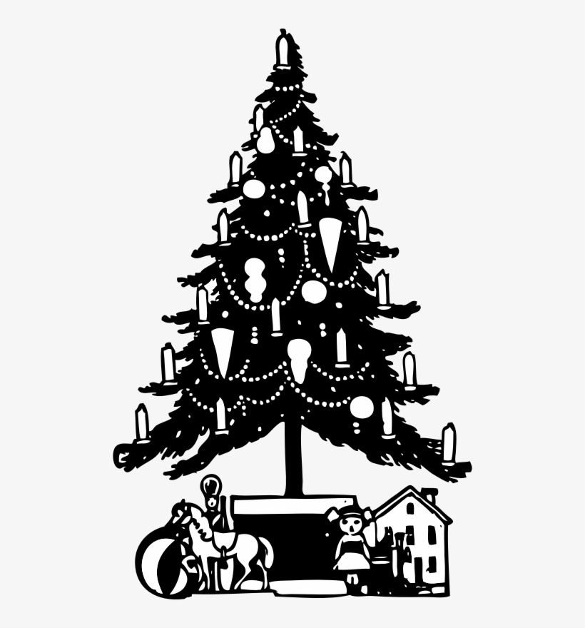 Christmas Tree - Christmas Decor Clip Art Black And White, transparent png #8652694
