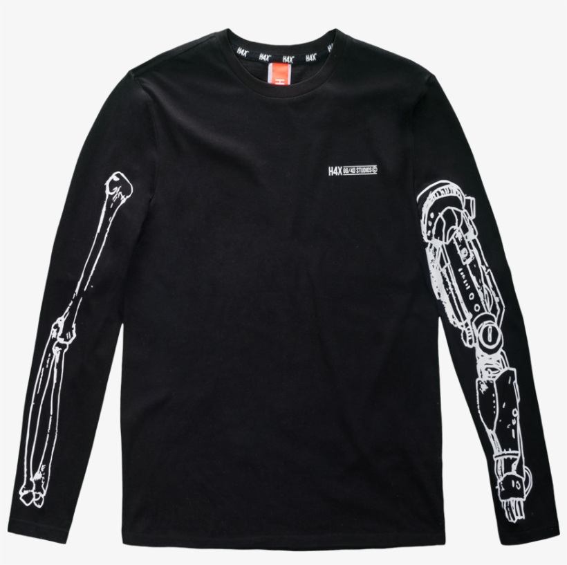 H4x Robot Arm Long Sleeve Tee Front Black - Long-sleeved T-shirt, transparent png #8653707