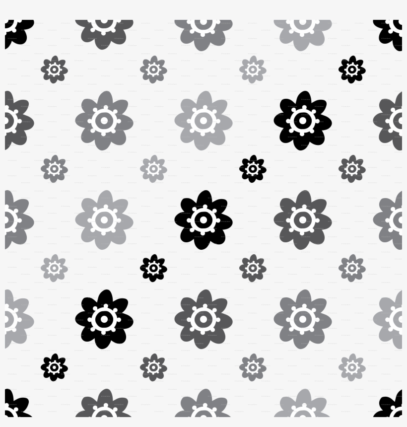 Flower Pattern White Grey And Black Wallpaper - Floral Design, transparent png #8654299