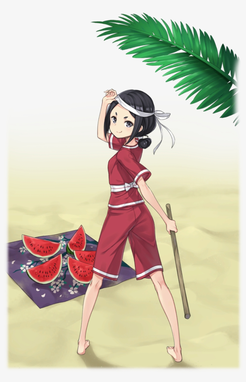 Barefoot Beach Black Eyes Black Hair Blindfold Removed - Cartoon, transparent png #8655523